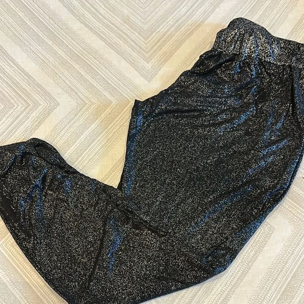 Michael Lauren Women’s Pablo Silver Foil Sparkly Black Joggers - Size S